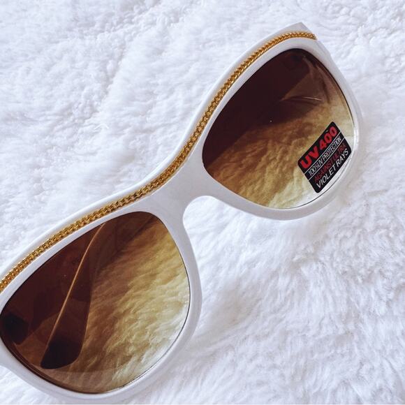 Rina White and Gold Sunglasses - Picture 2 of 13